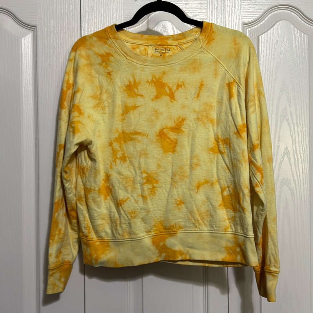 Athleta Sundown Sweatshirt Tie Dye Yellow Orange Small